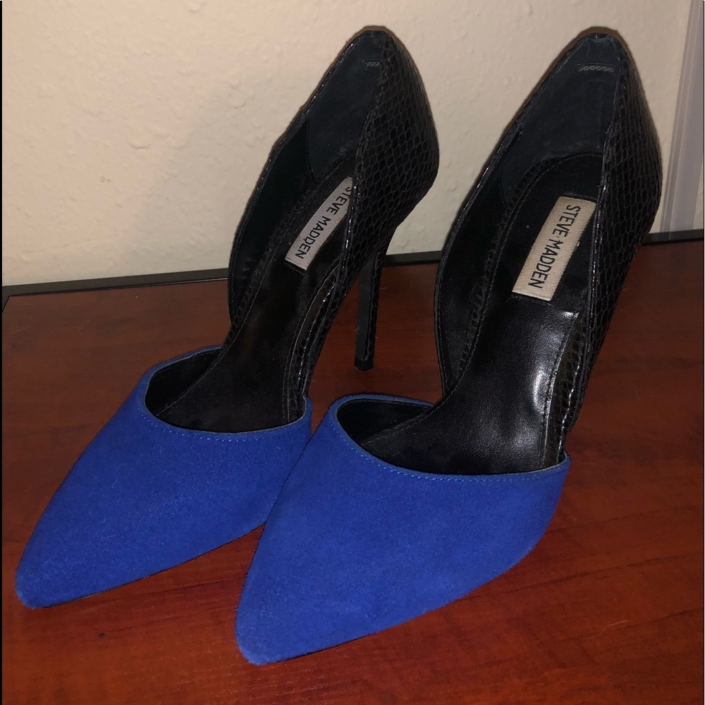 Suede Cobalt Blue & Snakeskin Steve Madden Pumps